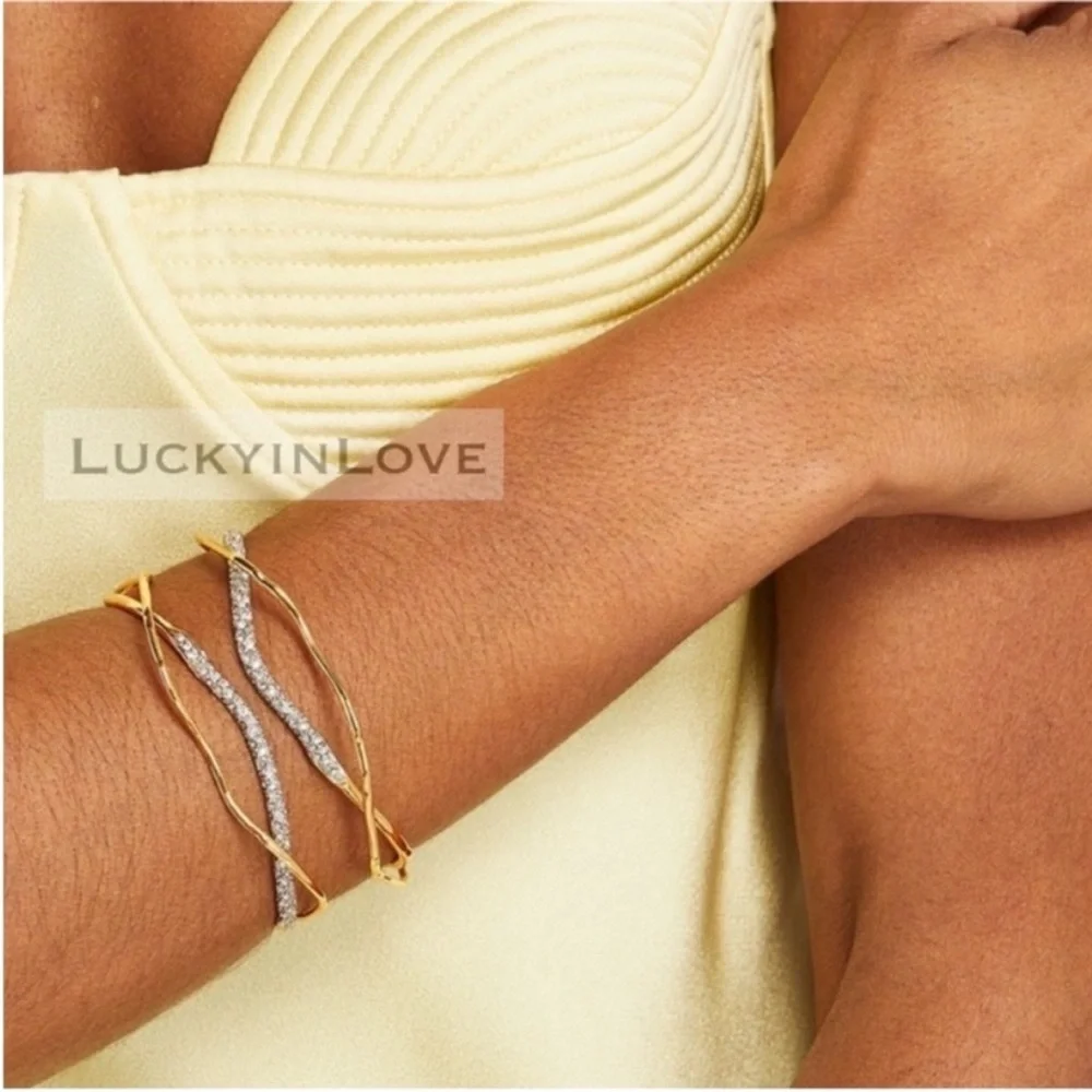 ALEXIS BITTAR • Solanales Gold Silver Crystal Cuff Bracelet - Picture 2 of 16